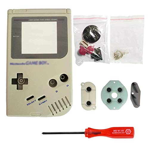 iMinker Full Housing Shell paquete de piezas de repuesto de la cubierta de la caja con herramientas abiertas para Nintendo Gameboy GB consola (Gris)