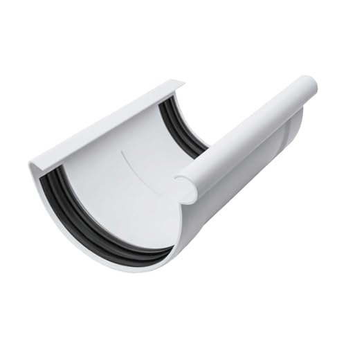 INEFA Conector para canalón semicircular, Conector para canalón PVC NW 125 blanco, montaje sencillo mediante enchufe, Fabricado en Alemania