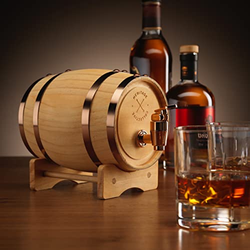 InGenious Mini decantador de barril de whisky de madera | Soporte funcional para bebidas de whisky y licores