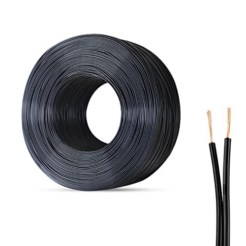 inodiref 10M Cable de Eléctrico de PVC Plano Negro, Flexible Cable Eléctrico 2 Núcleos de Alambre de Cobre, Diámetro Exterior 3.6 MM, Anti-Oxidation, para Instalar Electrodomésticos de Baja Potencia