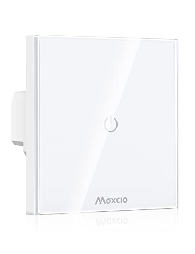 Interruptor Luz WiFi, Maxcio Interruptor Inteligente 1 Gang Compatible con Alexa y Google Home, Control de APP y Función de Temporizador, Neutral Requerido