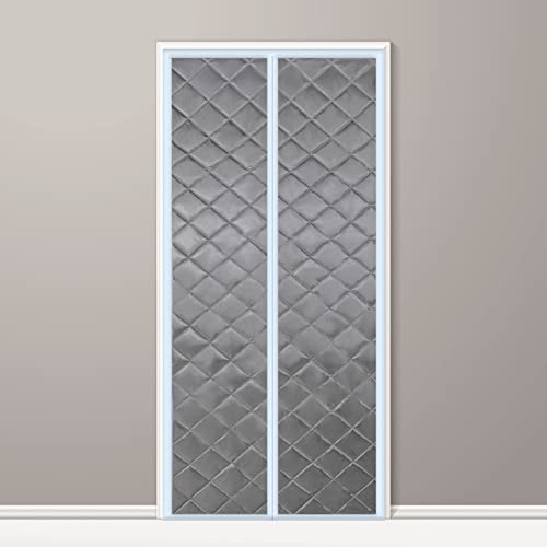 Invierno Panel de Puerta Aislado 105x195cm(41x77inch) Insonorizada Cálida a Prueba de Viento Puerta De Invierno Espesar Fácil de Instalar para Dormitorio Salón Invierno, Gris