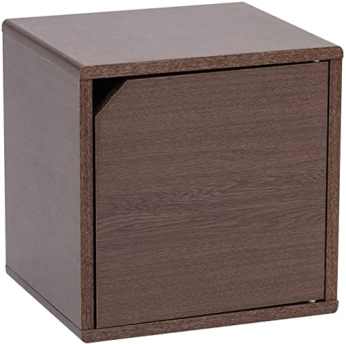 Iris Ohyama, Amario de madera / ahorro de espacio / estante de madera / unidad de almacenamiento / casillero, Combinación apilable y flexible, Oficina, Casa - QR Box with Door - QR-34D - Castaño