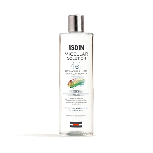 ISDIN Micellar Solution 4 en 1 Agua Micelar, Limpia, Desmaquilla, Hidrata y Tonifica, 400ml