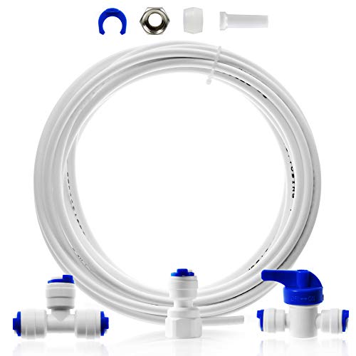 iSpring ICEK Kit de Instalación de Conexión de Línea de Agua de Refrigerador Ultra Seguro y Máquina de Hielo para Sistemas de Ósmosis Inversa RO y Filtros de Agua, 1/4", Aproximadamente 20 pies