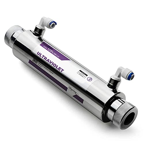 iSpring UVF11B Filtro de Agua con Luz Ultravioleta UV con Interruptor de Control de Flujo Inteligente 11 W, 220 V, 10 pulgadas
