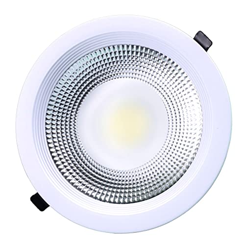 Jandei – Downlight LED COB 30W Empotrable, Foco Marco Redondo Aluminio Blanco, 215x55mm (orificio para empotrar 190mm), 2700 Lumen, IP44. Ideal para Salón, Cocina, Baño – 1 ud (Luz Fría 6000K)