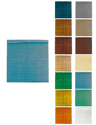 JARDIN202 - Persiana de Madera Alicantina con Polea Metálica - Estor Enrollable para Ventanas, Puertas, Salón | 120 x 240 cm (Azul (Pintada))