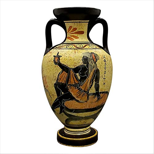 Jarrón de cerámica griega con ánfora para pintura de diosa y afrodita, 22 cm