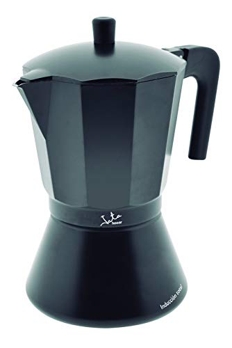 Jata CFI9 - Cafetera Italiana Inducción, Capacidad 9 Tazas, Apta para Todo Tipo de Cocinas, Cuerpo Aluminio, Negro