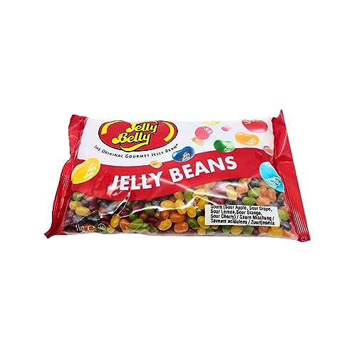 Jelly Belly Beans, Grageas con 5 sabores ácidos surtidos, Bolsa de 1 Kg, Caramelos masticables en forma de judías