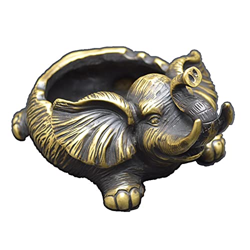 jinyi2016SHOP Ceniceros Portátiles Cobre Puro Cobre Elefante cenicero Pluma Pluma colección artefactos artesanía Ornamentos Bandeja de Ceniza para Decoración de Hogar Oficina