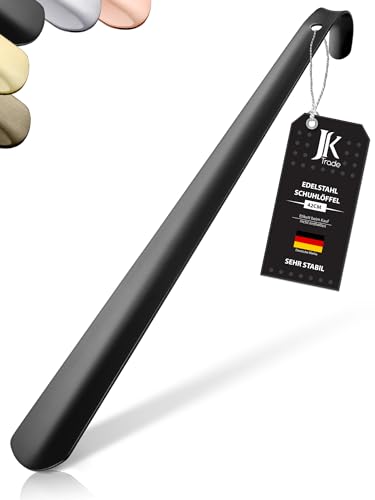 JK Trade® 42 cm estable Calzador largo de acero inoxidable | Calzador de acero inoxidable largo para estar de pie | rápido y respetuoso con la espalda | Longitud y ancho optimizados