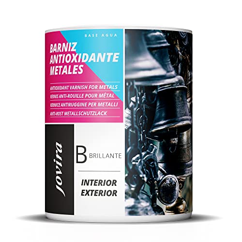 JOVIRA PINTURAS Barniz Antioxidante Metales Transparente Brillante al Agua, Protección y decoración de metales. (750 Mililitros)