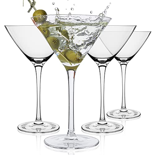 Juego de 4 Copas Martini tallo (24 cl)–Copas de Cóctel y Otras Bebidas–Elegantes Copas de Cocktail para Fiestas – Copas de Martini de Cristal Soplado a Mano – Regale un Bonito Conjunto de Martini
