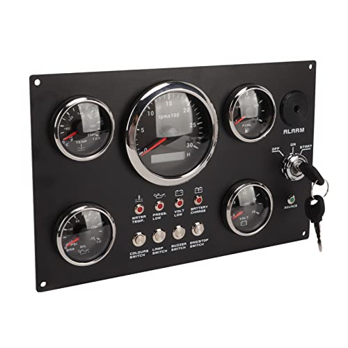 Juego de 5 Indicadores Panel de Instrumentos para Barco Marino, 12 V 7 Colores Nivel de Aceite Temperatura del Agua Presión de Aceite Pantalla de Voltaje Juego de Grupo de