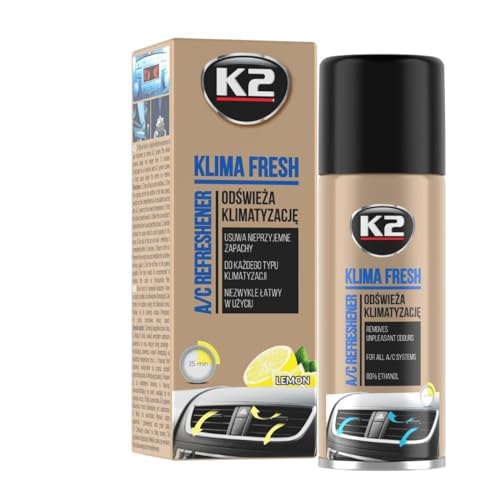 K2 - Klima Fresh - Limpiador del aire acondicionado, limpia y refresca, aroma fresco, adecuado para todos los coches, 150 ml