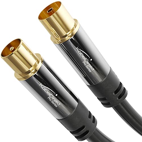 KabelDirekt – Cable de antena 4K, cable coaxial, cable TV – con conector metálico irrompible para televisión digital y analógica – 2m (conector de antena a la toma DVB-C, DVB-T, DVB-S)