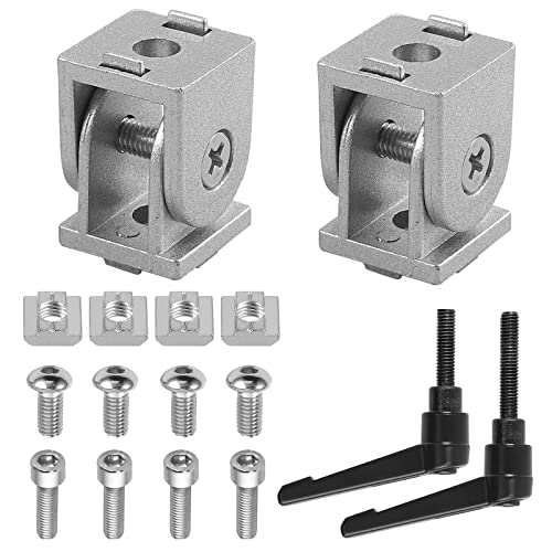 Kamtop Conector de Ángulo 2020 Giratorio a 180°2PCS Conector para Perfil de Aluminio Serie 2020 con Manija Bisagra Flexible con 4 Accesorios de Montaje para Conexión Fijación Construcción