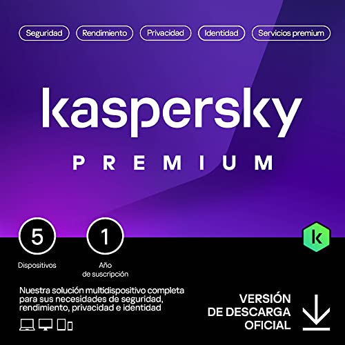 Kaspersky Premium Total Security 2024 | 5 Dispositivos | 1 año | Anti-Phishing y Firewall | VPN ilimitada | Gestor de contraseñas | Control parental | Soporte 24/7 | PC/Mac/Móvil | Código por email