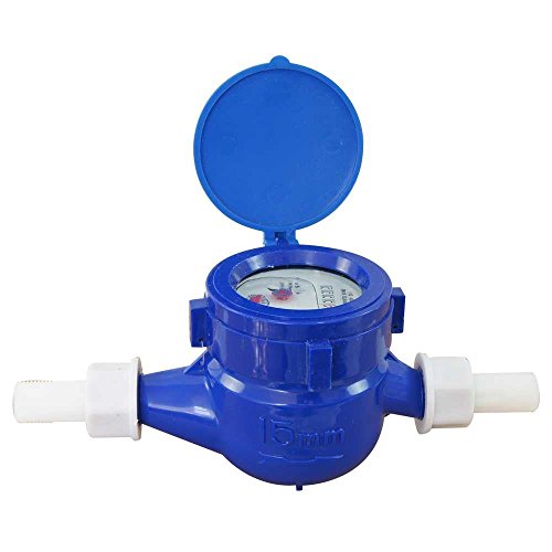 KATSU Contador de Agua Fría, Medidor de Flujo de Agua Doméstico de Jardín de Plástico ABS de 15 mm, Tipo Húmedo 15180515