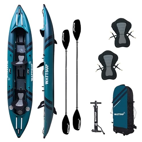 Kayak Inflable Wattsup COD 2 plazas – 410 x 85 cm (13'4" x 33") – PVC Laminado + Dropstitch – Pack Completo – MAX 220 kg