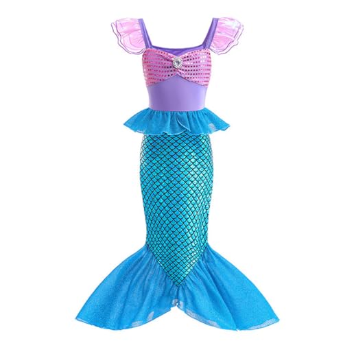 KGDUYC Disfraces para Niños,Disfraz de Sirenita vestido de princesa vestido de sirena, adecuado para fiestas de cumpleaños de niñas, adecuado para niñas con una altura de 120-130 CM