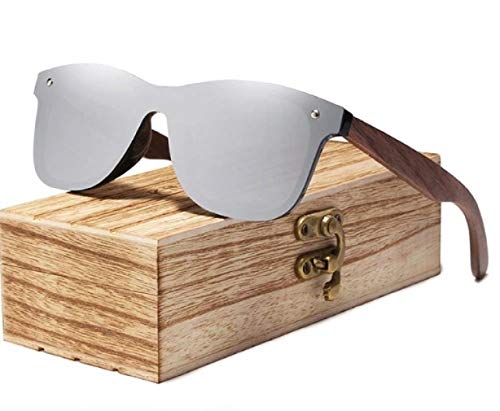 KINGSEVEN Gafas de sol de madera polarizadas para hombres y mujeres, protección UV, marco de madera de nogal