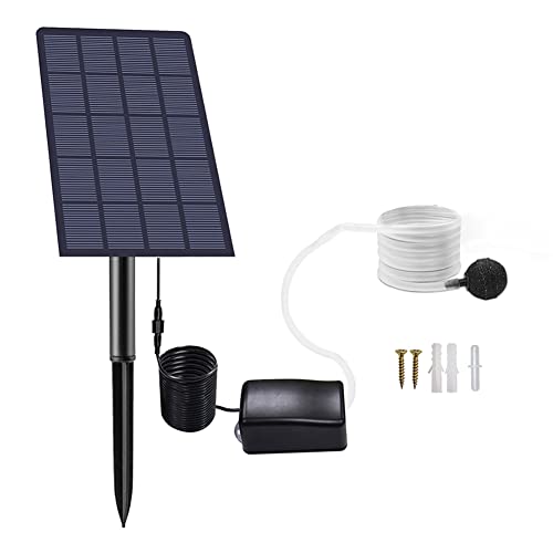 Kit de Bomba de Aire con Energía Solar, Bomba de Aire de Estanque de Peces de 2.5 W Oxigenador de Energía Solar, Oxigenador Portátil de Bajo Ruido para Estanque de Peces Al Aire Libre Piscina