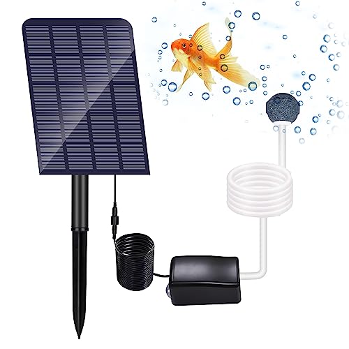 Kit De Bomba De Aire con Energía Solar, GuKKK Bomba Solar de Oxígeno para Acuario 2W, Aireador Solar de Estanque, Mangueras y Piedras De Ventilación, para Jardín, Tanque de Peces, Estanque de Pesca