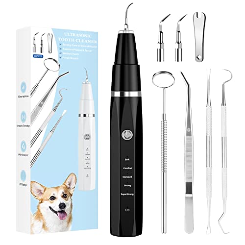 Kit de limpieza de dientes de perro, cepillo de dientes ultrasónico para mascotas, cepillo de dientes para cuidado dental para dientes y gatos (negro)