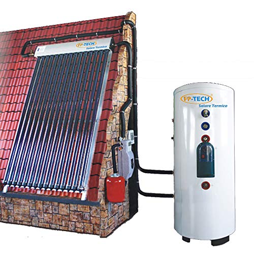 Kit panel solar térmico 250 l o 500 l Circulación forzada Heat Pipe presurizado doble serpentina (250 litros)