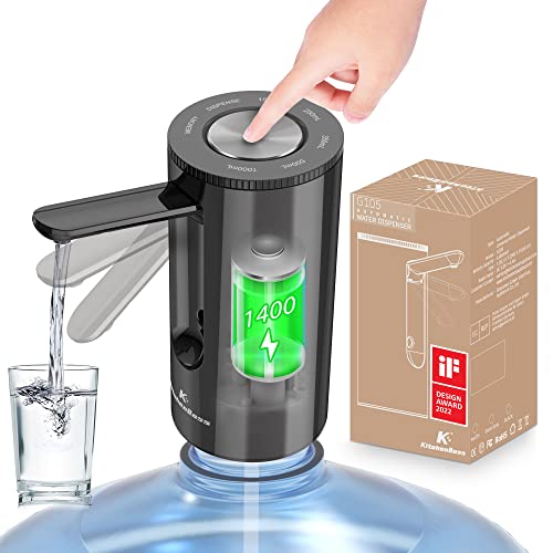 KitchenBoss - Dispensador de Agua Electrico - Bomba Agua Garrafa: Dosificador Agua Garrafas Portable,Carga Tipo C,para Botellas de 3. 8-18. 9 litros,Dosificador de Agua,Negro, DE105B