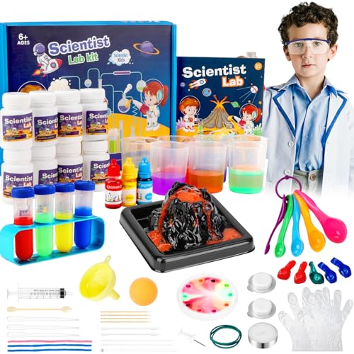 Kits de Ciencia, Kits de Ciencia 70+ experimentos, para Niños 4-12 Años, Kit de Ciencias Juego de química, Volcán, Gusanos Brillantes proyectos científicos Juguetes, para niños y niñas