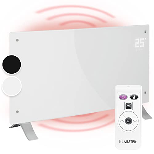 Klarstein Radiadores Bajo Consumo Electricos para Casa, Estufa Electrica de 2000W con Patas de Aluminio, Radiador Electrico Silencioso, Portátil y Delgado, Estufas con Panel para Pared y Termostato