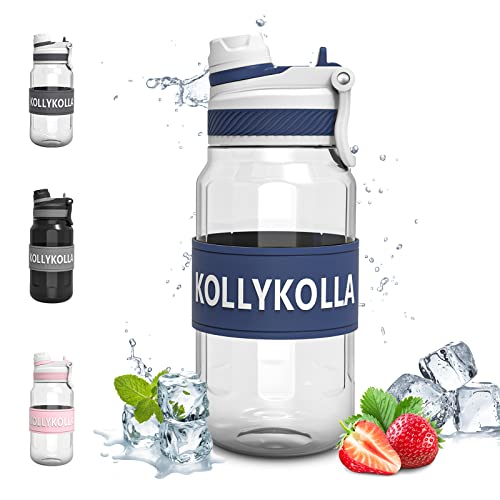 KollyKolla Botella Agua Niños, 500ML, Botella de Agua Deportiva con Pajita Sin BPA, Reutilizable Ecológica Tritan Plástico, Botellas de Agua para Niños & Adultos