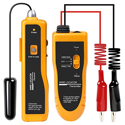 KOLSOL Localizador de cables subterráneos Probador de cables Rastreador F02 con auricular para localizar cables y cables enterrados y ocultos Cables para cercas de mascotas y otros cables ocultos