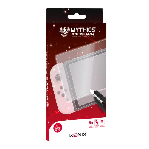 Konix Mythics Protector de pantalla de cristal templado para Nintendo Switch OLED, dureza 9H, 100 % transparente