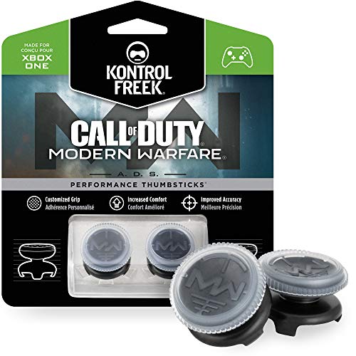 KontrolFreek Call of Duty: Modern Warfare - A.D.S. para Xbox One y Xbox Series X | Performance Thumbsticks | 2 Alturas elevadas, cóncavo | Transparente/Negro.