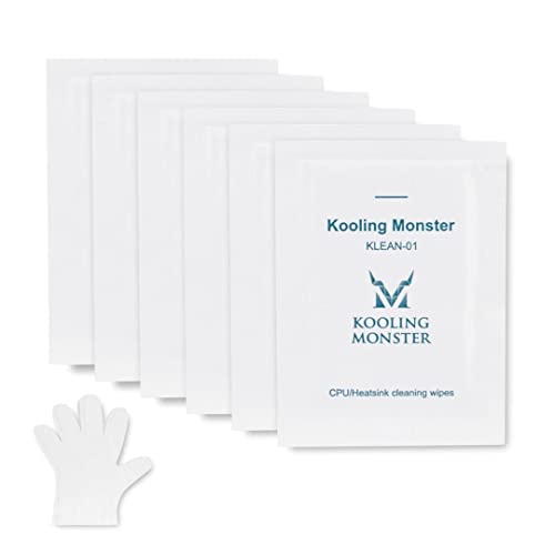 Kooling Monster KLEAN-01, Limpiador de Pasta Térmica (Inc. Guantes)12 x 15 cm, Toallitas Limpiadoras Compuestas Térmicas, Kit Limpiador de Grasa (20 Piezas)
