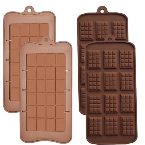 KSIUW 4 Pcs Moldes de Silicona, Moldes de Chocolate Kits de Moldes de Caramelo No Pegajosos Cubitera de Hielo Accesorios para Moldes de Fundición de Cera DIY (2 Estilos)