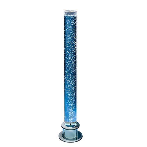 KUS Columna de burbujas/columna de agua Basic ø 100 mm, altura = 1500 mm, pie plateado con LED RGB y mando a distancia