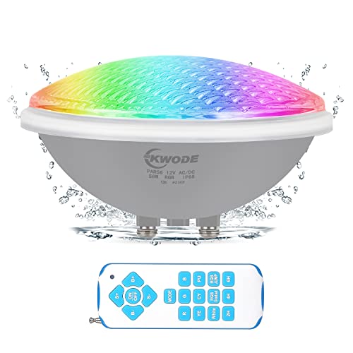 Kwode LED Pool Lights par56, 58w RGB Pool lights, ip68 Waterproof Pool lights, con control remoto, cronometraje 2/4 / 6h, control de interruptor de luz de piscina de focos submarinos