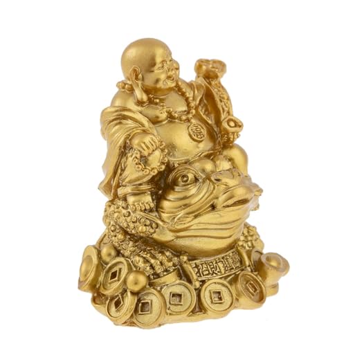 Lachineuse – Estatuilla de Buda Rieur de Fortune – Estatua de Buda Dorada 7 cm – Decoración Feng Shui – Objeto Deco Zen Chino para Interior, Sala de Estar y Oficina – Idea de Regalo de China – Regalo