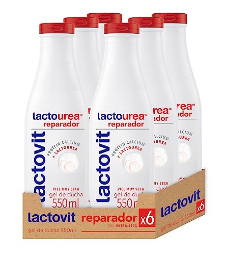 Lactovit - Gel de Ducha Reparador Lactourea, Hidrata, Nutre y Repara, Piel Fuerte y Joven, Textura Cremosa, con Protein Calcium y Lactourea, para Pieles Muy Secas o Extra Secas - Juego de 6 x 550 ml