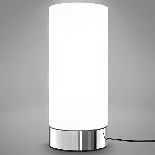 Lámpara de mesa táctil máx. 40 W E14, Altura 245 mm Ø11cm, 4 niveles de luminosidad, Lamparilla de noche moderna, Color blanco, IP20