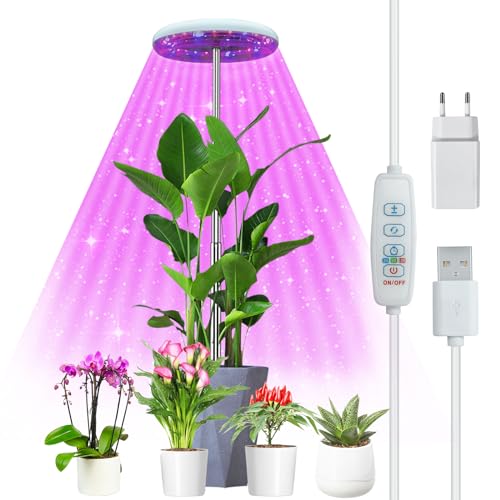 Lámpara de Planta, EWEIMA 72 LEDs Lámpara de Cultivo de Espectro Completo Rango de luz de 360°, Luz de Crecimiento Altura Ajustable con Temporizador (3/9/12H), Grow Light con 3 Modos de Iluminación
