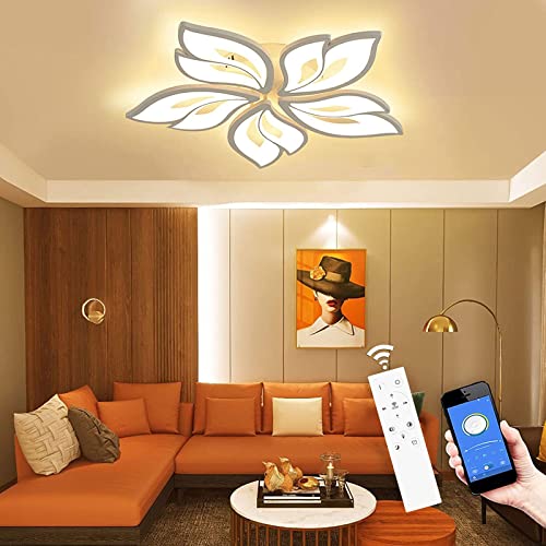 Lámpara LED de techo con APP regulable, lámpara de saló dormitorio con mando a distancia cambio de color lámpara de techo moderna ahorro de energía iluminación de techo para salón habitación infantil