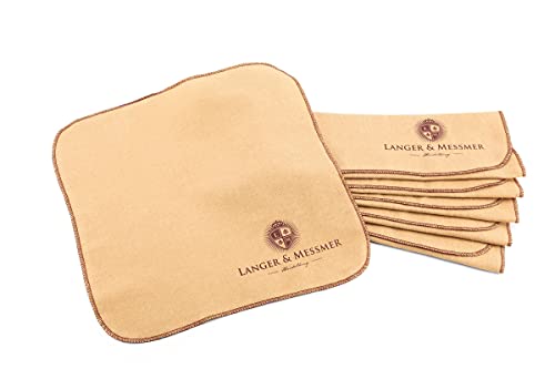 Langer & Messmer paños de pulido para cuero liso de algodón 100% en un práctico juego - El paño de pulido para el cuidado profesional del calzado (Burdeos | Beige)