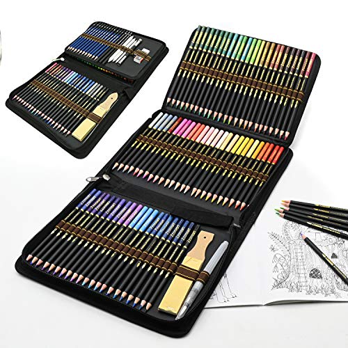 Lápices acuarelables profesionales, 96 Pieza Set de Dibujo Artista Kit con Lapices de Colores, Lápices de Dibujo y Bosquejo Material de dibujo, Ideal para Artistas, Adultos y Niños